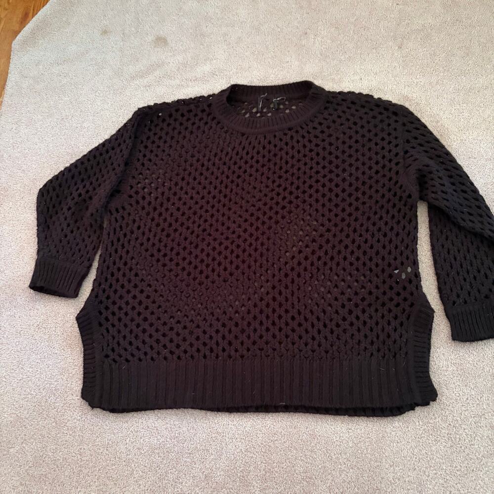 Black Crochet Open Knit Sweater - Park Tested Disneybound - Oversized Boho Mesh - Picture 4 of 4